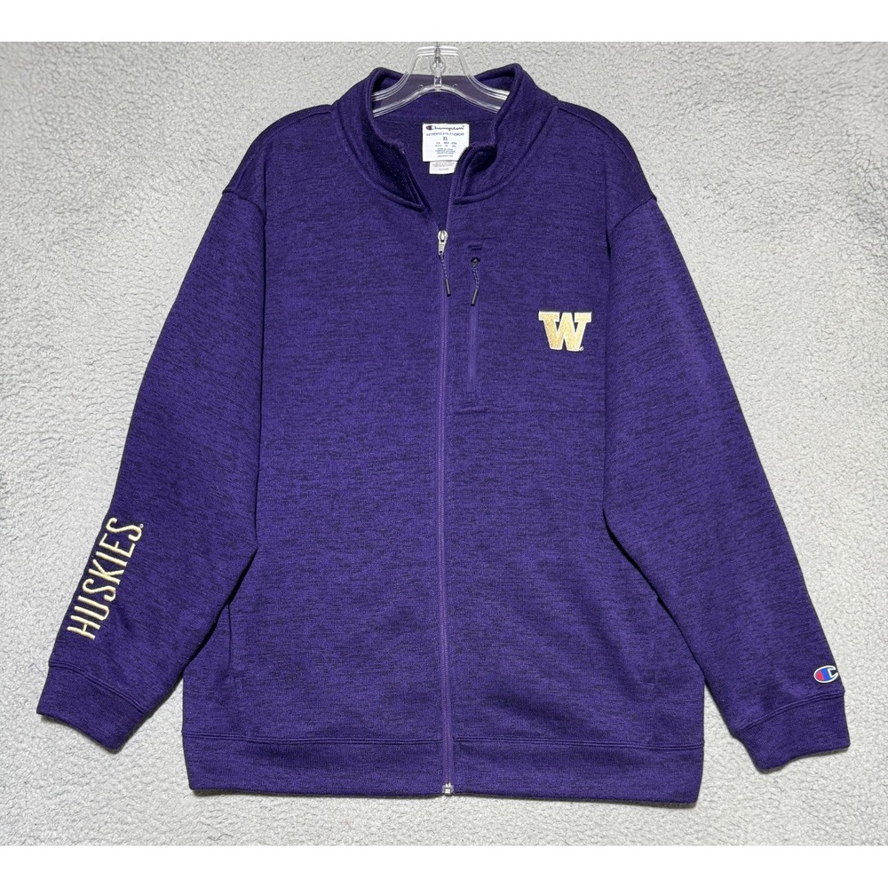 Champion Purple heathered full-zip Washington Huskies fleece jacket Size XL